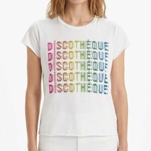 MOTHER Denim The Boxy Goodie Goodie Discotheque Rainbow Graphic Tee Small
